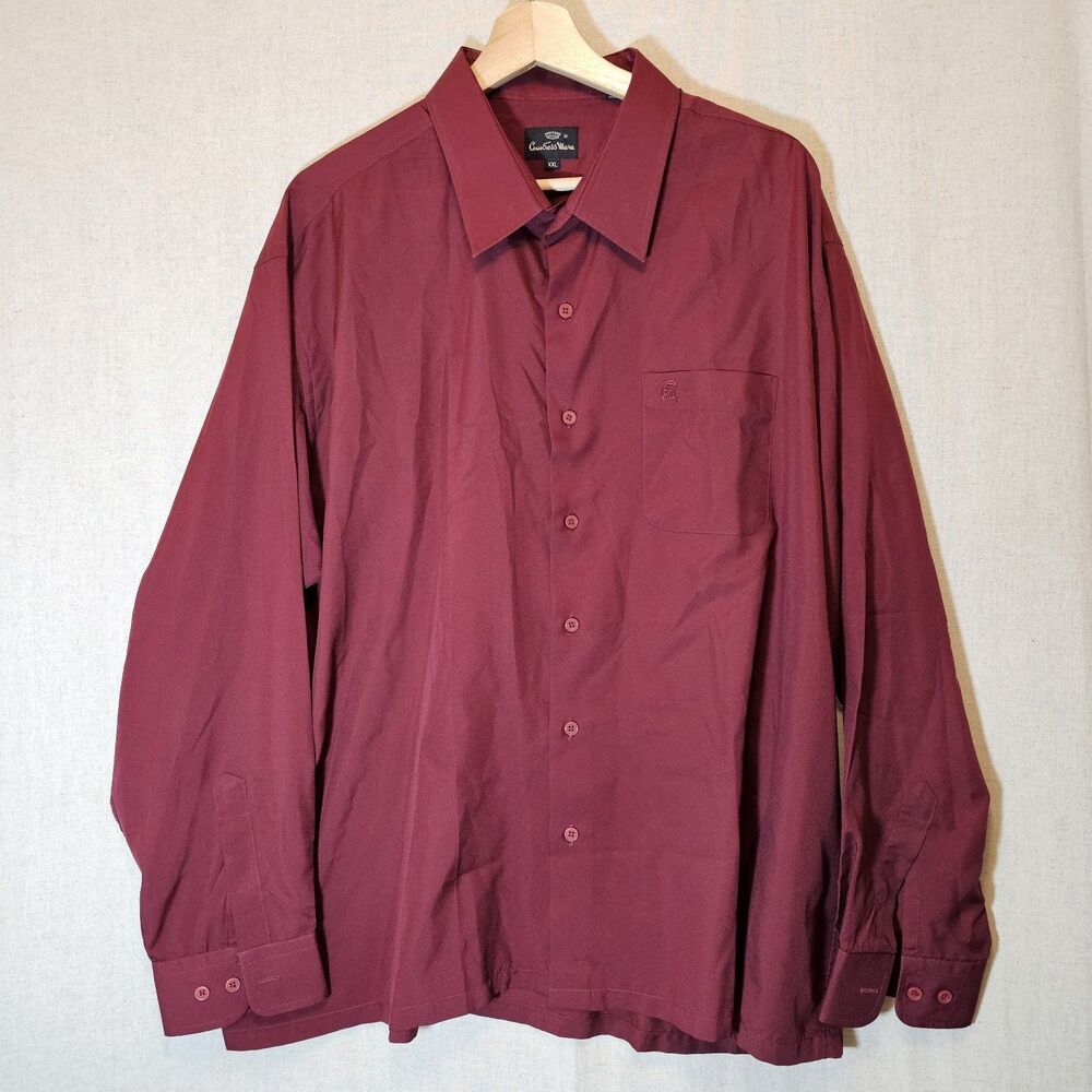 Countess Mara Mens Burgundy Button Up Long Sleeve Shirt XXL Business Lightweight